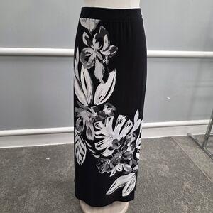Chico's Black and White Floral Maxi Skirt NWT